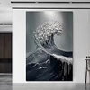 Large Textured Hand painted White Wave Acrylic Painting Framed Black And White Ocean Canvas Painting Abstract Landscape Wall Art Ocean Wall Art Home Decor Stretched Frame Ready to Hang