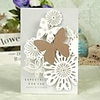 Laser Cut ButterflyFlower Z-Fold Greeting Card with Rhinestone for Birthday