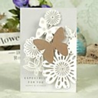 Laser Cut ButterflyFlower Z-Fold Greeting Card with Rhinestone for Birthday