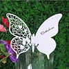 Laser Cut Heart Pattern Butterfly Place Card for Wine Glass - Set of 24 (More Colors)