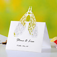 Laser Cut Peacock Place Card - Set of 12