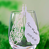 Laser Cut Peacock Place Card for Wine Glass - Set of 12
