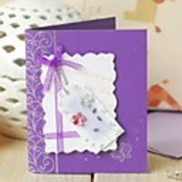 Lavender Side Fold Greeting Card with Bow and Flower for Mother