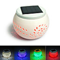 Leaves Pattern Hollowed-Out White LED Solar Powered Garden Light -Solar Table Light- Solar Small Night Light In Jar Design