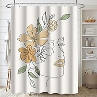 Line Figure Painting Decorative Painting Pattern Printing Shower Curtain with Hook Modern Polyester Processing Waterproof Bathroom Home Decoration Lightinthebox
