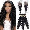 Loose Deep Wave Bundles With Closure Brazilian Human Hair Bundles With Closure Remy 3 bundles With Lace Closure Lightinthebox