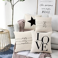 Lover Moment Double Side Cushion Cover 4PC Soft Decorative Square Throw Pillow Cover Cushion Case Pillowcase for Sofa Bedroom Superior Quality Machine Washable Lightinthebox