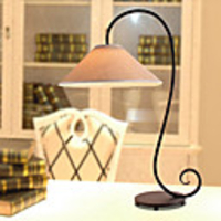 Mediterranean Countryside Wrought Iron Table Lamp Flax Shade