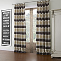 Mediterranean Jacquard Stripe Polyester Cotton Blend Energy Saving Curtain Panel