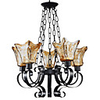 Mediterranean Style Classic 5 Light Chandelier With Orange Shade