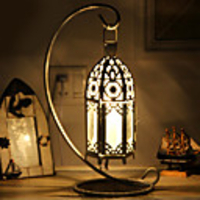 Mediterranean Style Hollow Table Lamp With Iron Shade