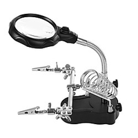 MG16129-C Helping Hand Multifunctional Magnifier 10X 7.5X 2.5X With 5 LED Lights Desktop Magnifier For Repairing Model Making Lightinthebox