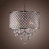 Modern 4 - Light Pendant Lights with Crystal Drops in Round