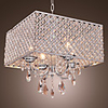 Modern 4 - Light Pendant Lights with Crystal Drops in Square