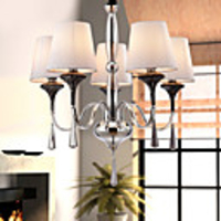 Modern 5 Lights Chandelier In Grey Shade