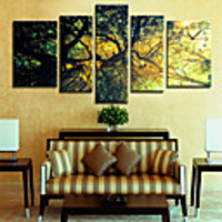 Modern Big Tree Wall Clock in Canvas 5pcs