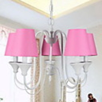 Modern Chandelier with 5 Lights in Pink Shade