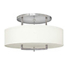 Modern Chrome Finish Flush Mount with 3 Lights White Fabric Shade