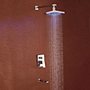 Modern Chrome Finish LED Wall Mount Shower Faucet with Square Showerhead