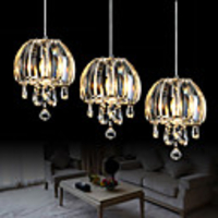Modern Crystal 3 Lights Pendant In Pumpkin Shape