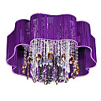 Modern Crystal 4 E14 Light Flush Mount With Purple Shade
