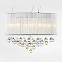 Modern Crystal 6 Light Pendant With Brushed Shade