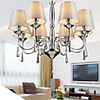 Modern Crystal Dainty 8 Light Chandelier With Beige Shade