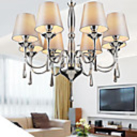Modern Crystal Dainty 8 Light Chandelier With Beige Shade