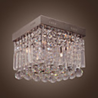 Modern Crystal Flush Mount with 4 Lights in Square