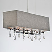 Modern Crystal Minimalist 4 Light Chandelier With Grey Shade
