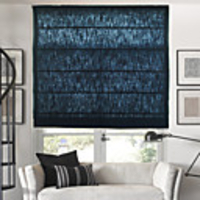 Modern Dark Blue Solid Roman Shade
