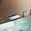 Modern Design Chrome Finish Rectangular Waterfall Tub Faucet with Handshower