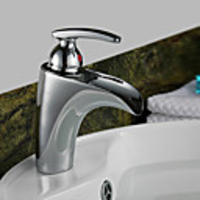 Modern Design Waterfall Hot and Cold Switch Brass Bathroom Sink Faucet