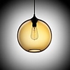 Modern Glass Pendant Light in Round amber Bubble Design