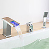 Modern LED Widespread Waterfall Tubfaucet with Hand Shower