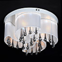 Modern Luxury Crystal 4 E14 Light Flush Mount With Creamy Shade