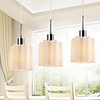 Modern Minimalist 3 Light Pendant with Glass Shade of Dark Fringe