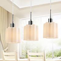 Modern Minimalist 3 Light Pendant with Glass Shade of Dark Fringe