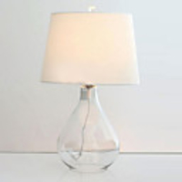 Modern Minimalist Glass Table Lamp Fabric Shade Artistic Glass Body
