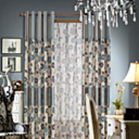 Modern Print Multi-color Lined Curtain Panel