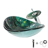 Modern Simple Art Tempered Glass Wash Basin with Chrome Faucet Finish, Rectangular Sink Shape Bathroom Faucet Lightinthebox
