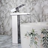 Modern Single Handle Waterfall Bathroom Sink Faucet (Chrome Finish)