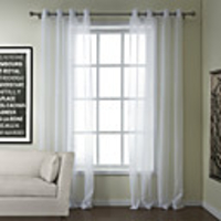 Modern Solid Polyester Cotton Blend Sheer Curtain Panel