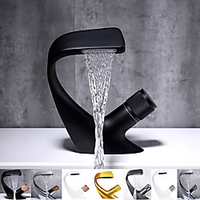 Modern Style Brass Waterfall Bathroom Sink Faucet, Chrome Finish Contemporary Style Single Handle One Hole Bath Tap with Hot and Cold Switch Lightinthebox
