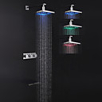 Modern Style Chrome Finish LED Wall Mount Shower Faucet