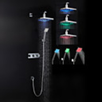 Modern Style Chrome Finish LED Wall Mount Shower Set (Showerhead Hand Shower)