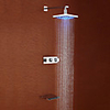 Modern Style Chrome Finish Waterfall LED Wall Mount Shower Faucet with 8" Square Showerhead