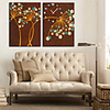 Modern Style Floral Chocolate Wall Clock in Canvas 2pcs