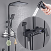 Modern Style Shower System with LED Display Thermostatic Mixer valve Set Handshower Included Pullout/Shelf Rainfall Shower Electroplated Mount Outside Ceramic Valve Bath Shower Mixer Taps Lightinthebox
