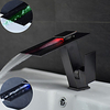 Modern Style Single Handle Bathroom Sink Faucet, Black One Hole LED Color Changes with Temperature Waterfall Oil-rubbed Bronze Centerset Bathroom Sink Faucet with Hot and Cold water Lightinthebox